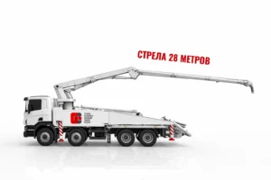 Автобетононасос со стрелой 28 м для подачи бетона на объект в Подольске